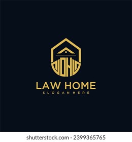 OH monogram initial logo for lawhome with shape home design