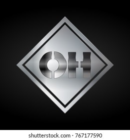 OH Monogram, Silver Logo, Metal Logo, Luxury, Elegant, Abstract, square