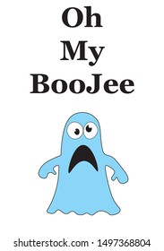 Oh my Boo Jee scared ghost illustration for Halloween 