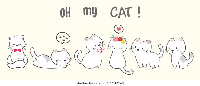 Oh my cat. cute cat vector.