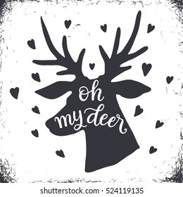 Oh my deer, hand lettering Christmas card design