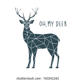 Oh my deer, vector illustration. Scandinavian deer side view.