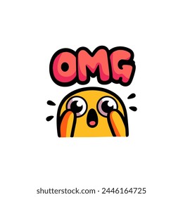 oh my god cute sticker label vector illustration template design