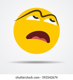 "Oh my god!" emoticon in a flat design