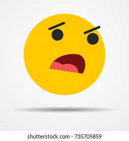"Oh my god!" emoticon in a flat design