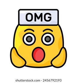 Oh My God expression emoji vector design, editable vector