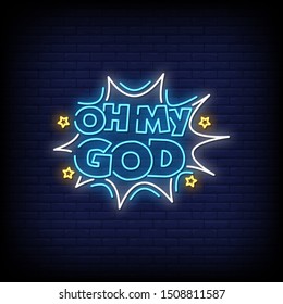 Oh my God neon signs style text vector