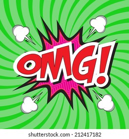 Oh My Good! wording comic speech bubble in pop art style on burst background