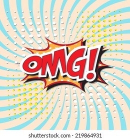 Oh My Good! wording comic speech bubble in pop art style on burst background