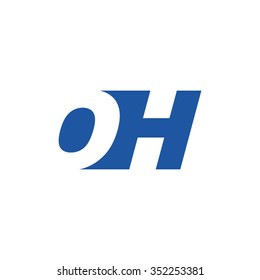 OH negative space letter logo blue