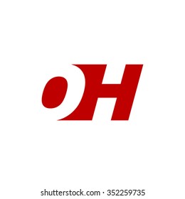 OH negative space letter logo red