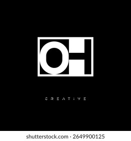 OH Negative Space Monogram – Minimalist Black and White Letter mark Logo for Creative Branding, Fashion Identity and Modern Design Concepts
