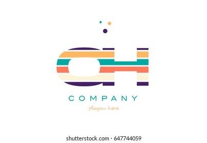 oh o h alphabet letter logo colors colorful line stripe font creative text dots company vector icon design template