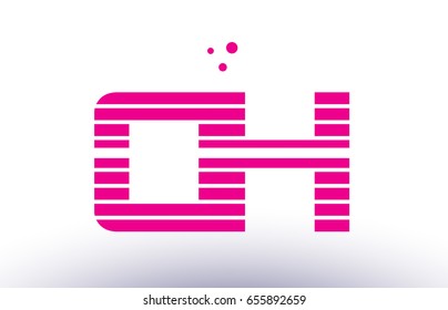 oh o h alphabet letter logo pink purple line stripe company design template creative abstract vector