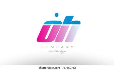 oh o h alphabet letter combination in pink and blue color. Can be used as a logo for a company or business with initials