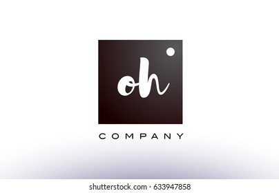 OH O H black white handwritten handwriting alphabet company letter logo square design template dot dots creative abstract