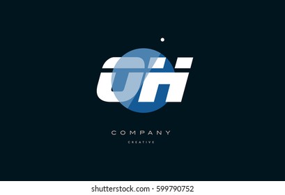 oh o h  blue circle dot big font alphabet company letter logo white design vector icon template 