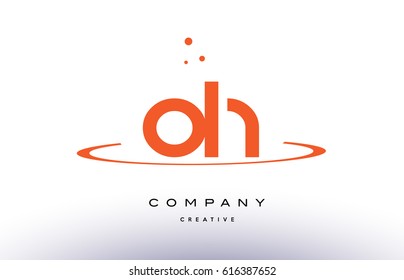 OH O H creative orange swoosh dots alphabet company letter logo design vector icon template