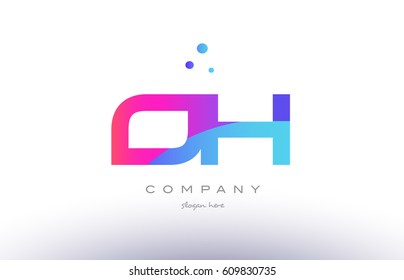 oh o h  creative pink purple blue modern dots creative alphabet gradient company letter logo design vector icon template