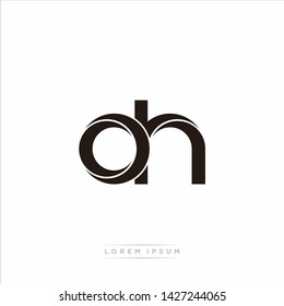 oh o h Initial Letter Split Lowercase Modern Monogram linked outline rounded logo