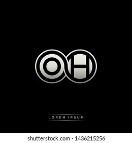 OH O H initial letter linked circle capital monogram logo modern template silver color edition