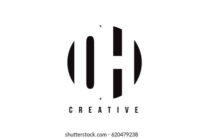 OH O H White Letter Logo Design with Circle Background Vector Illustration Template.