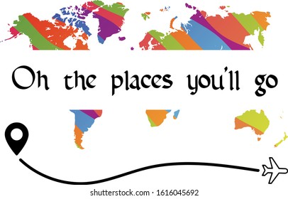  Oh the places you’ll go. Calligraphy saying for print. Vector Quote