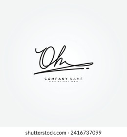 OH Simple Signature Logo - Handwritten Vector Template for O and H Logo