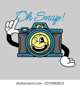 Oh Snap With Camera Groovy Character Design