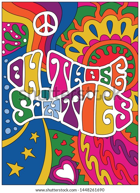 Oh Those Sixties Poster Hand Drawn Stock Vector (Royalty Free ...