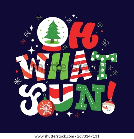 Oh what fun - cute hand drawn doodle lettering postcard. Happy winter holidays
