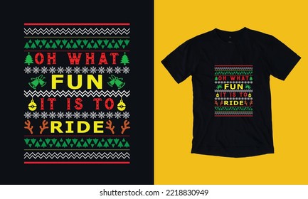oh what fun it is to ride t shirt design free vector svg design template, gnome, santa clause, December , cookie, crew, typography, snowman, new year