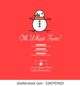 Oh What Fun Snowman Christmas Party Invitation Design with Where and When Details