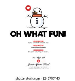 Oh What Fun Snowman Christmas Party Invitation Design with Where and When Details