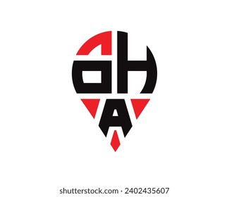 OHA letter location shape logo design