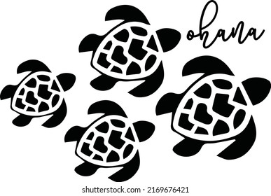 Ohana Family Of Turtles Aloha Hawaii Hawaiian