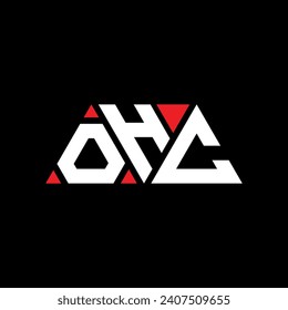 OHC triangle letter logo design with triangle shape. OHC triangle logo design monogram. OHC triangle vector logo template with red color. OHC triangular logo Simple, Elegant, and Luxurious design.