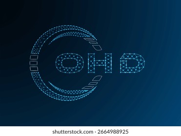 Diseño de Vector de logotipo de letra poli baja OHD. Diseño de logotipo de poliéster inferior OHD. Logotipo de poliéster bajo.