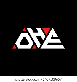 Diseño del logotipo de la letra del triángulo OHE con forma de triángulo. Monograma de diseño del logotipo del triángulo OHE. Plantilla de logotipo vectorial de triángulo OHE con color rojo. Logo triangular OHE Diseño sencillo, elegante y lujoso.