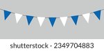 Ohi Day, Greek holiday, Greece bunting garland, string of blue and white triangular flags, pennants, retro style vector illustration