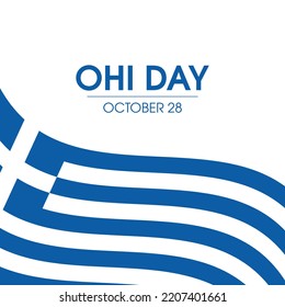 Día del Ohi en Grecia y vector de Chipre. Icono de la bandera griega ondeando aislado en un fondo blanco. Bandera abstracta del elemento de diseño de Grecia. 28 de octubre. Día importante