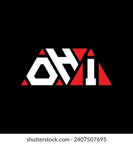 OHI triangle letter logo design with triangle shape. OHI triangle logo design monogram. OHI triangle vector logo template with red color. OHI triangular logo Simple, Elegant, and Luxurious design.