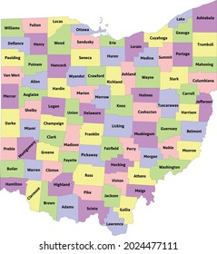 Ohio administrative map with counties