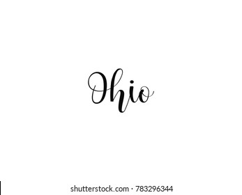 Ohio. American state. Lettering. Modern calligraphy. Hand drawn vector illustration.  element for flyers, banner, postcards and posters. 