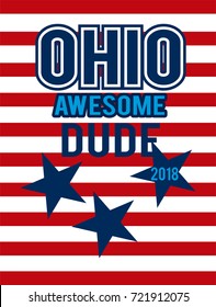 ohio awesome dude,t-shirt print poster vector illustration