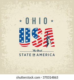 Ohio best state in America, white, vintage vector illustration