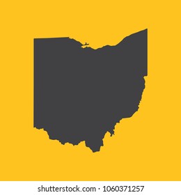 Ohio black map,border on orange background. Vector illustration.