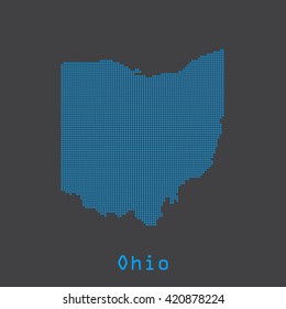 Ohio blue abstract dots map. Dotted style. Vector illustration EPS8