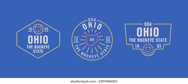 Ohio - The Buckeye State. Ohio state logo, label, poster. Vintage poster. Print for T-shirt, typography. Vector illustration