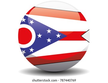 Ohio circle button flag background texture. Vector illustration.